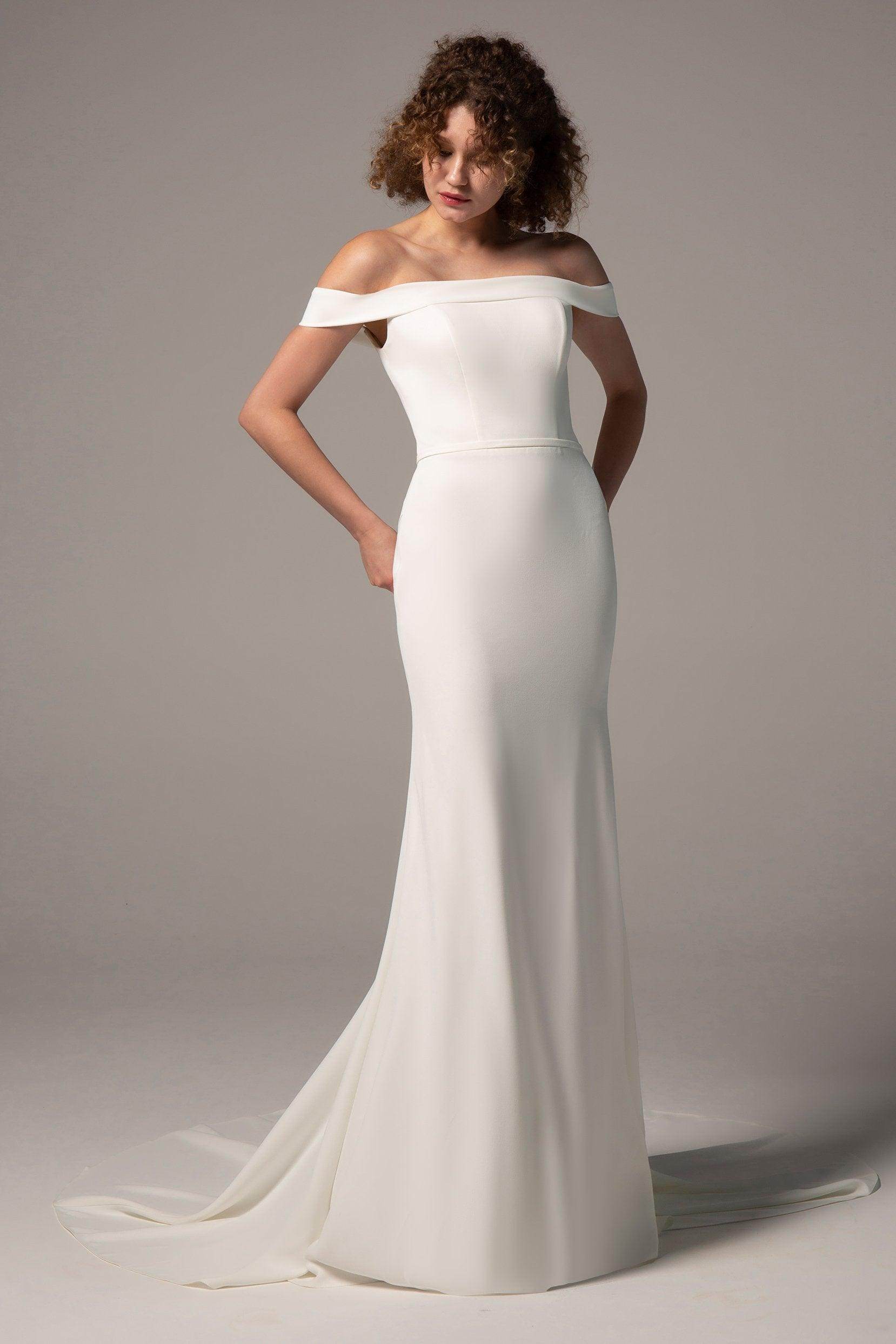 Trumpet-Mermaid Court Train Knitted Fabric Wedding Dress CW2366 - COCOMELODY